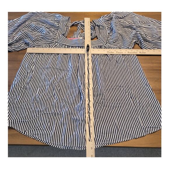 Andree By Unit Striped Boho Peasant Blouse NWT Women’s Large Tie Back - Picture 8 of 8